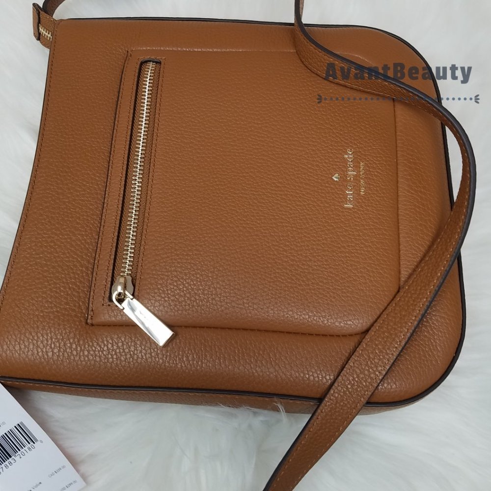 kate Spade New York Leila Top Zipper Crossbody Ginger Brown Large Front Zip Pock - Picture 9 of 10